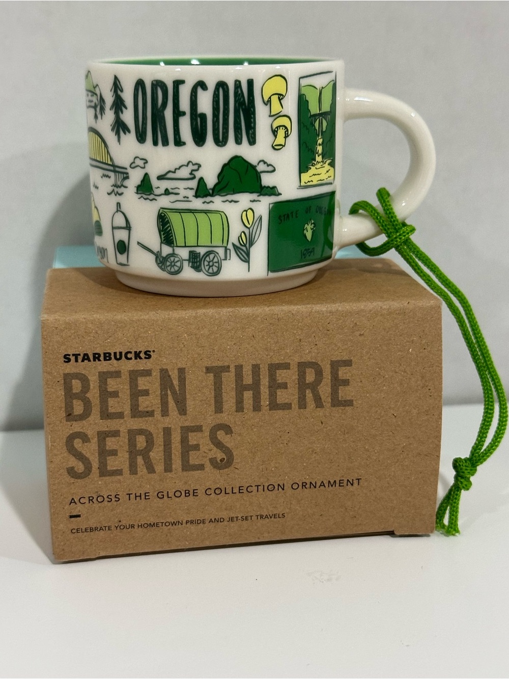 Starbucks Oregon Green and White Mini Mug Ornament